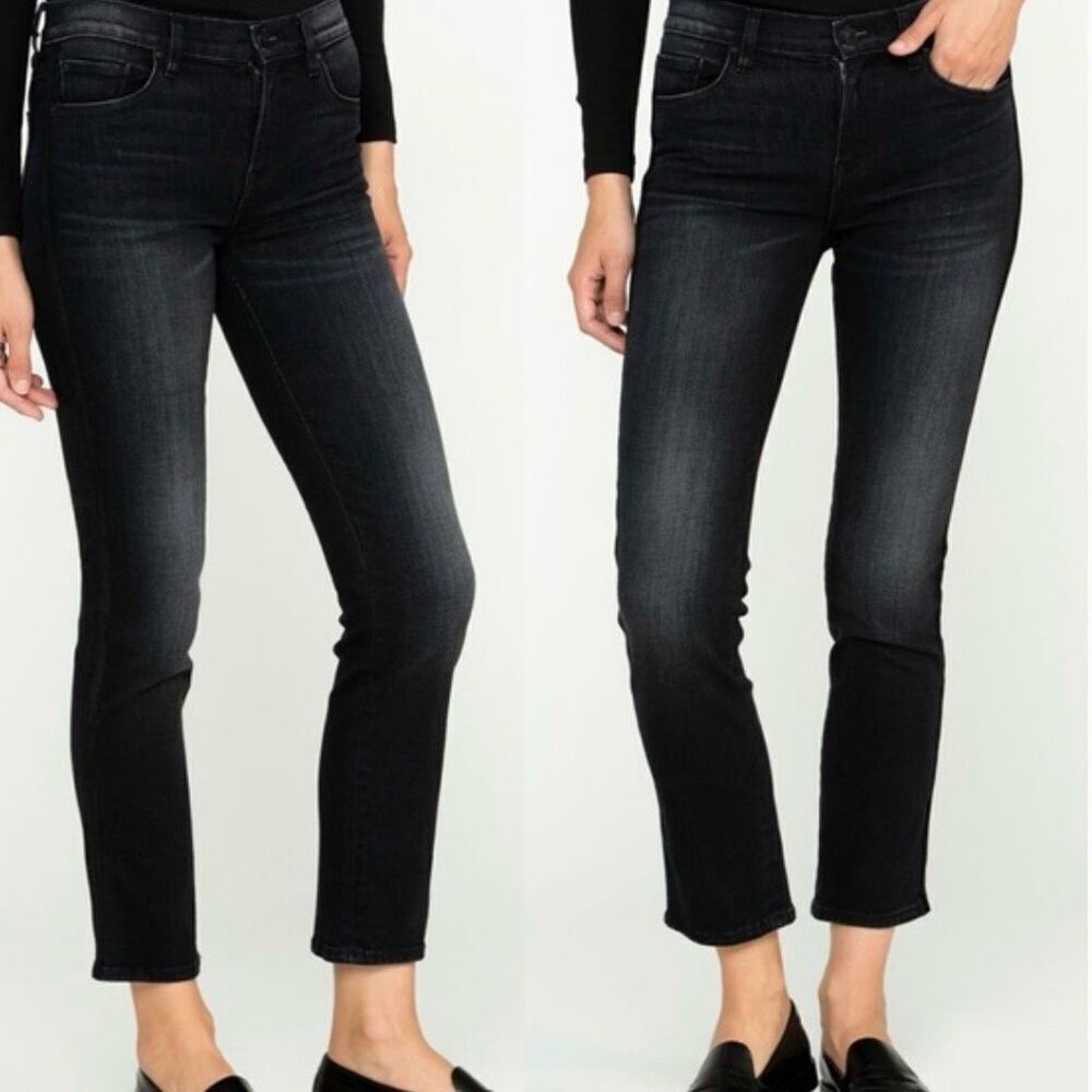 Hudson NWT Nico straight black velvet stripe jeans size 28